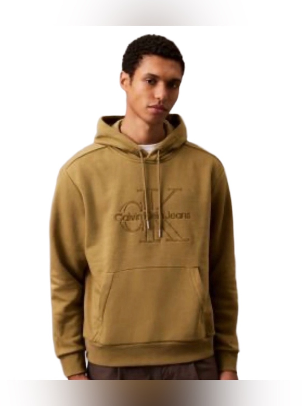 NWT Calvin Klein Jeans Embroidered Monogram Logo Fleece Hoodie.